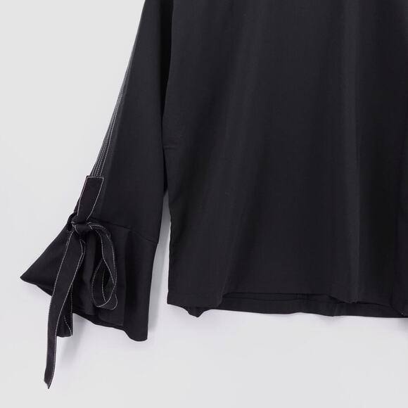 Womens Top Large Black Bell Sleeve Tie Cuff Whimsigoth Fairy Witchy - Picture 6 of 16